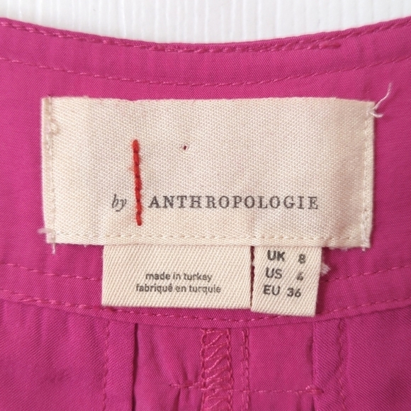 Anthropologie Classic Pleated High Waisted Cropped Wide Leg Trousers Hot Pink 4 - Picture 8 of 15